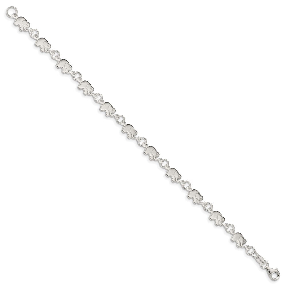 Sterling Silver Polished Elephant Bracelet QA70-7.5
