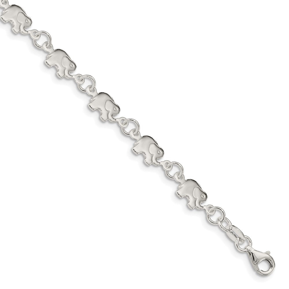 Sterling Silver Polished Elephant Bracelet QA70-7.5