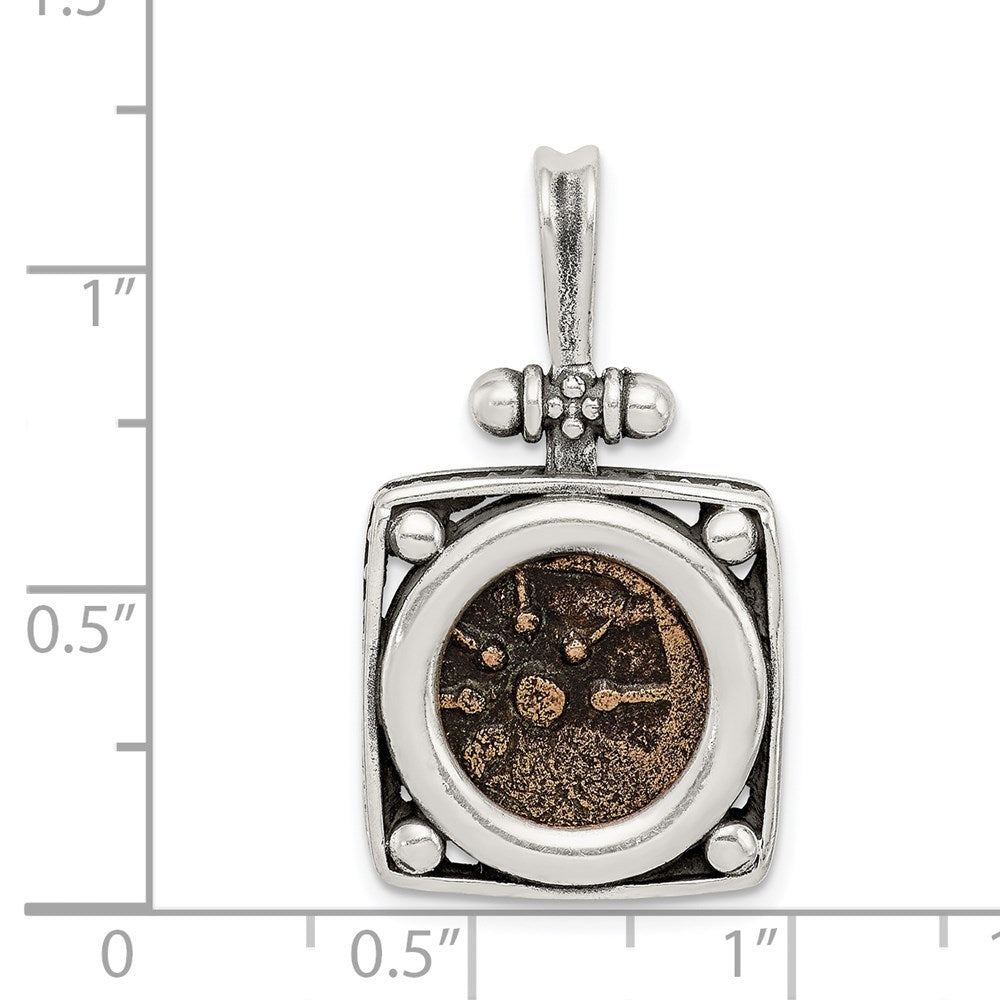 Ancient Coins Sterling Silver and Bronze Antiqued Widow's Mite Coin Pendant with a Certificate of Authenticity QAC102
