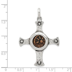 Ancient Coins Sterling Silver and Bronze Antiqued Widow's Mite Coin Cross Pendant with a Certificate of Authenticity QAC106