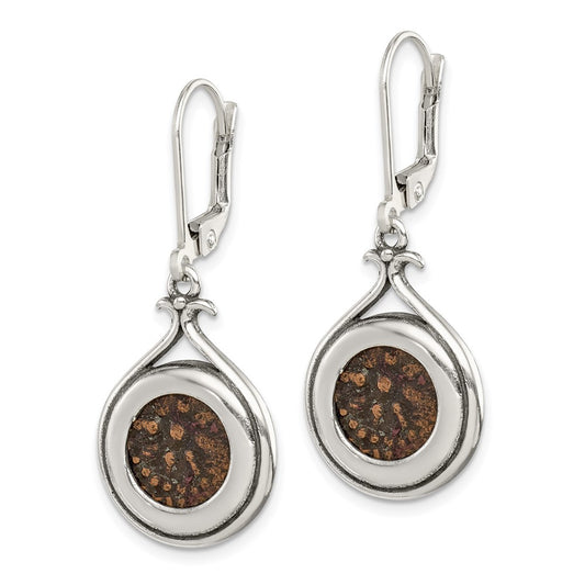 QAC108 Ancient Coins Sterling Silver and Bronze Antiqued Widow's Mite Coin Leverback Dangle Earrings with a Certificate of Authenticity