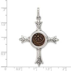 Ancient Coins Sterling Silver and Bronze Antiqued Widow's Mite Coin Cross Pendant with a Certificate of Authenticity QAC113