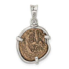 Ancient Coins Sterling Silver and Bronze Antiqued Widow's Mite Coin Pendant with a Certificate of Authenticity QAC117