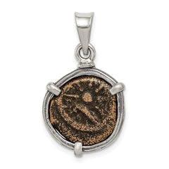 Ancient Coins Sterling Silver and Bronze Antiqued Widow's Mite Coin Pendant with a Certificate of Authenticity QAC117