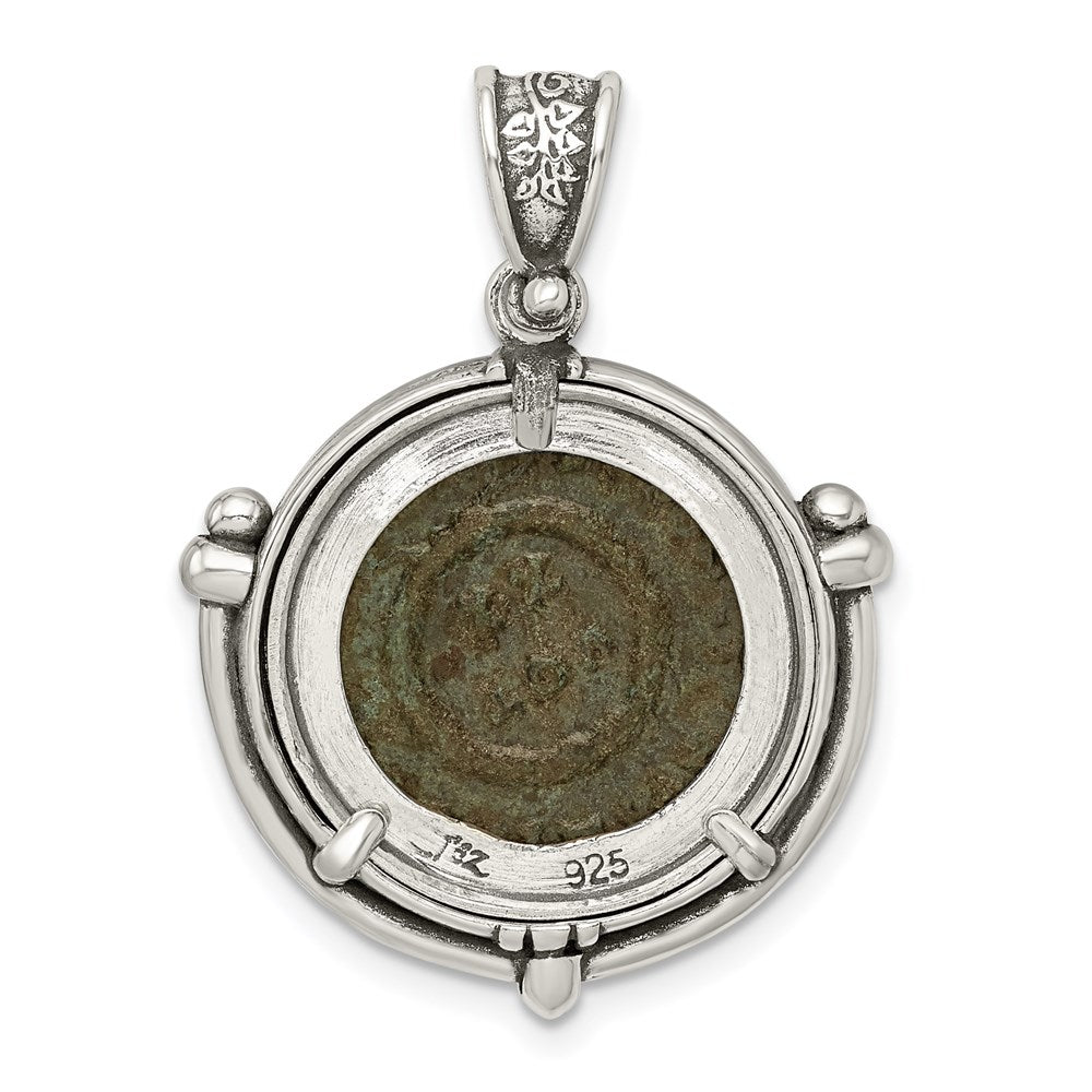 Ancient Coins Sterling Silver and Bronze Antiqued Constantine l Coin Pendant with a Certificate of Authenticity QAC124