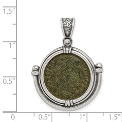 Ancient Coins Sterling Silver and Bronze Antiqued Constantine l Coin Pendant with a Certificate of Authenticity QAC124