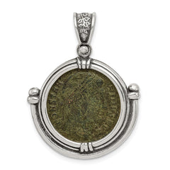 Ancient Coins Sterling Silver and Bronze Antiqued Constantine l Coin Pendant with a Certificate of Authenticity QAC124