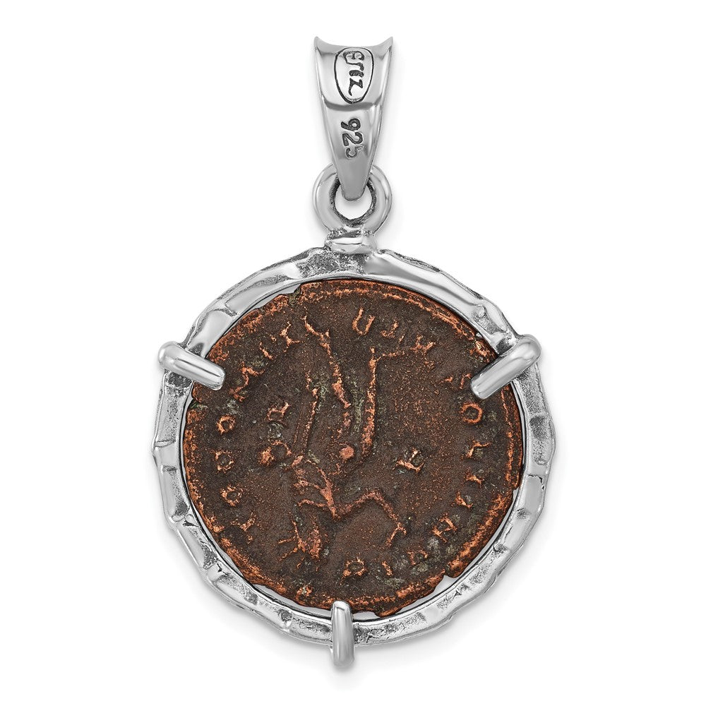Ancient Coins Sterling Silver and Bronze Antiqued Roman Constantine l Coin Pendant with a Certificate of Authenticity QAC125
