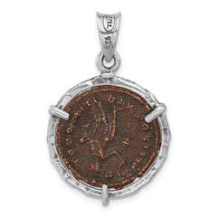 Ancient Coins Sterling Silver and Bronze Antiqued Roman Constantine l Coin Pendant with a Certificate of Authenticity QAC125