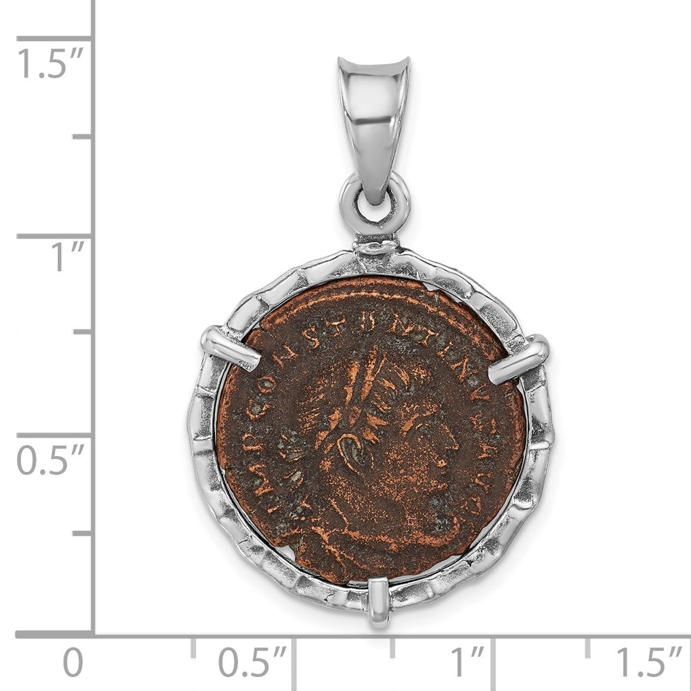 Ancient Coins Sterling Silver and Bronze Antiqued Roman Constantine l Coin Pendant with a Certificate of Authenticity QAC125