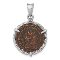 Ancient Coins Sterling Silver and Bronze Antiqued Roman Constantine l Coin Pendant with a Certificate of Authenticity QAC125