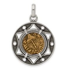 Ancient Coins Sterling Silver and Bronze Antiqued Agrippa Coin Pendant with a Certificate of Authenticity QAC133