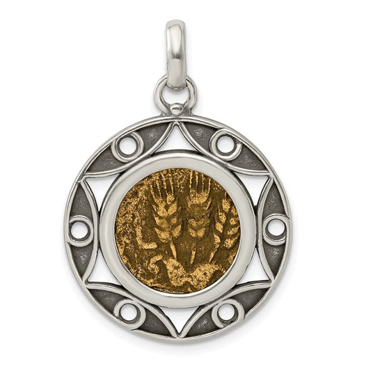 Ancient Coins Sterling Silver and Bronze Antiqued Agrippa Coin Pendant with a Certificate of Authenticity QAC133