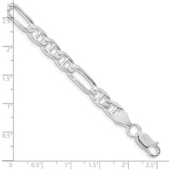 Sterling Silver Rhodium-plated 6.5mm Figaro Anchor Chain QAF180R-8