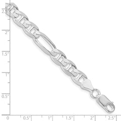 Sterling Silver Rhodium-plated 7.5mm Figaro Anchor Chain QAF200R-8