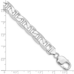 Sterling Silver Rhodium-plated 9.5mm Flat Anchor Chain QAN250R-8