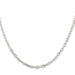 Sterling Silver Rhodium-plated 2.9mm Diamond-cut Long Link Cable ChainQAR080R
