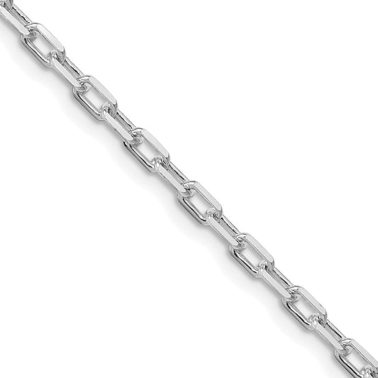 Sterling Silver Rhodium-plated 2.9mm Diamond-cut Long Link Cable ChainQAR080R