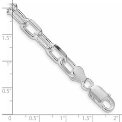 Sterling Silver Rhodium-plated 7.5mm Diamond-cut Long Link Cable Chain QAR200R-8
