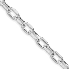 Sterling Silver Rhodium-plated 7.5mm Diamond-cut Long Link Cable ChainQAR200R