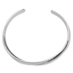 Sterling Silver Rhodium-plated Textured Cuff Bangle QB1019