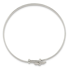 Sterling Silver Polished/Antiqued Butterfly 4mm Adjustable Children's Bangl QB1047