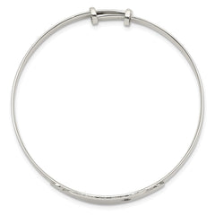 Sterling Silver Polished CZ ID Adjustable Baby Bangle Bracelet QB1052