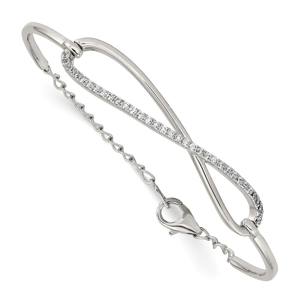 Sterling Shimmer Sterling Silver Rhodium-plated 33 Stone CZ Infinity Symbol Bracelet QB1064