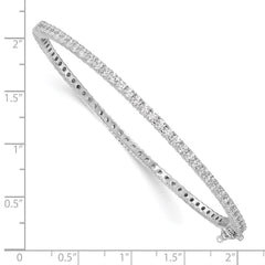 Sterling Shimmer Sterling Silver Rhodium-plated 68 Stone CZ Hinged Bangle Bracelet QB1065