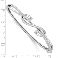 Sterling Shimmer Sterling Silver Rhodium-plated 83 Stone CZ Hinged Bangle Bracelet QB1068