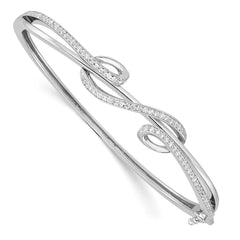Sterling Shimmer Sterling Silver Rhodium-plated 83 Stone CZ Hinged Bangle Bracelet QB1068