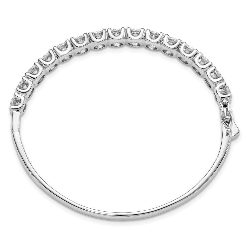Sterling Shimmer Sterling Silver Rhodium-plated 15 Stone CZ Hinged Bangle Bracelet QB1070
