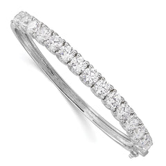 Sterling Shimmer Sterling Silver Rhodium-plated 15 Stone CZ Hinged Bangle Bracelet QB1070