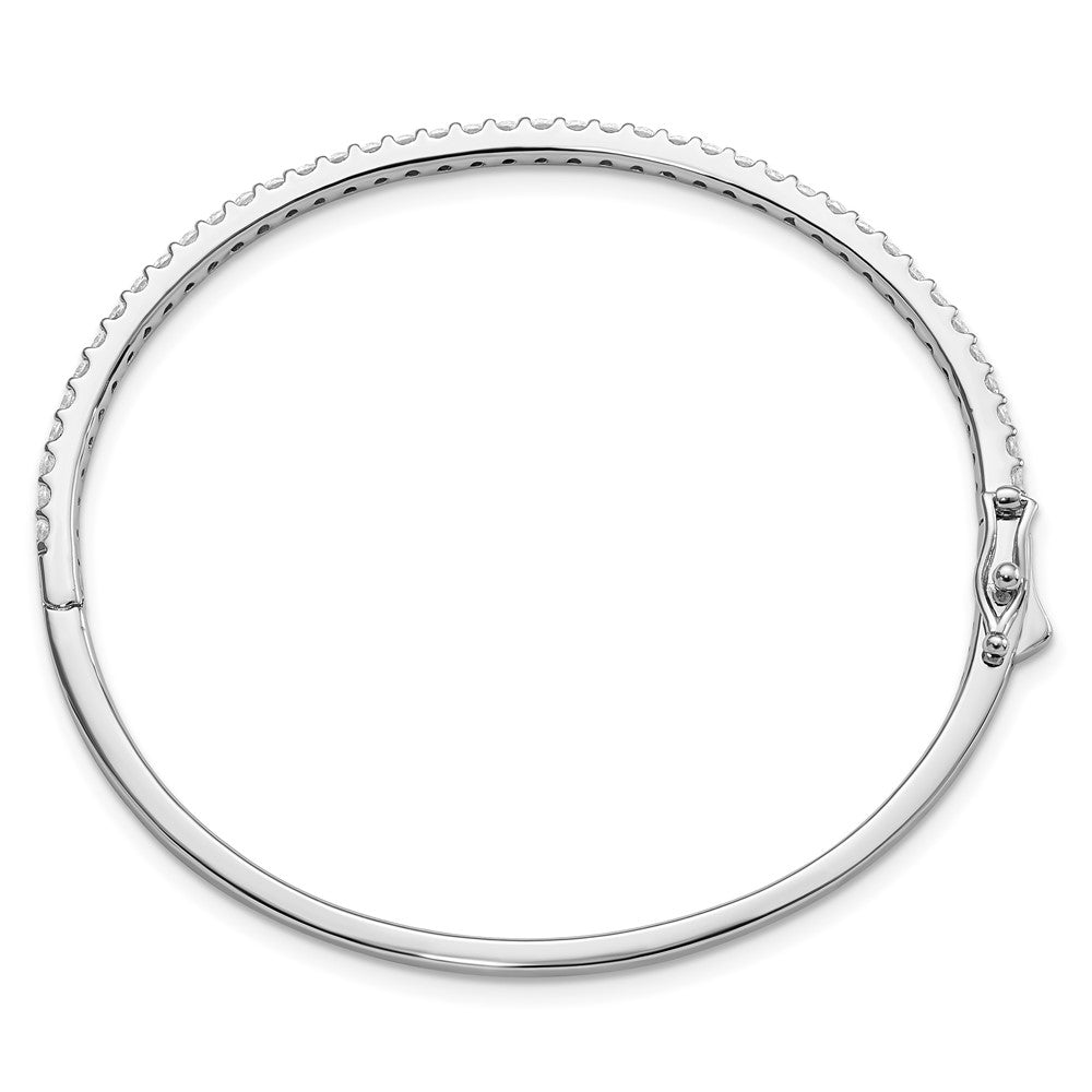 Sterling Shimmer Sterling Silver Rhodium-plated 41 Stone CZ Hinged Bangle Bracelet QB1073