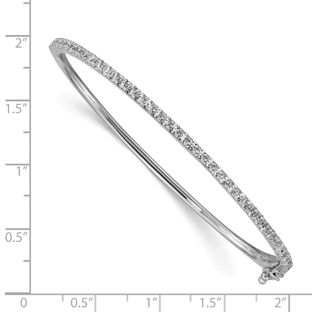 Sterling Shimmer Sterling Silver Rhodium-plated 41 Stone CZ Hinged Bangle Bracelet QB1073