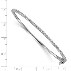 Sterling Shimmer Sterling Silver Rhodium-plated 41 Stone CZ Hinged Bangle Bracelet QB1073