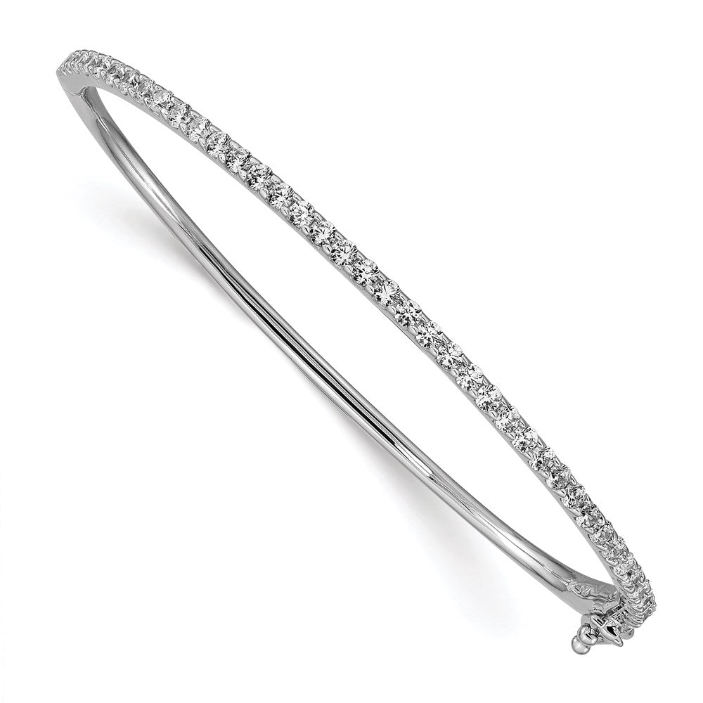 Sterling Shimmer Sterling Silver Rhodium-plated 41 Stone CZ Hinged Bangle Bracelet QB1073