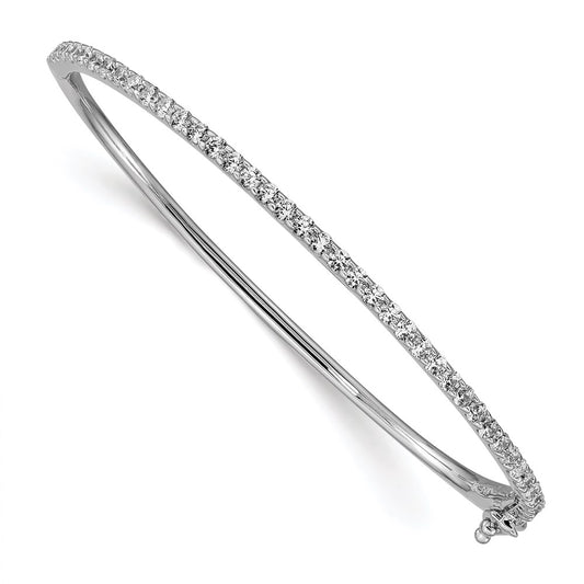 Sterling Shimmer Sterling Silver Rhodium-plated 41 Stone CZ Hinged Bangle Bracelet QB1073