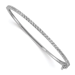 Sterling Shimmer Sterling Silver Rhodium-plated 41 Stone CZ Hinged Bangle Bracelet QB1073