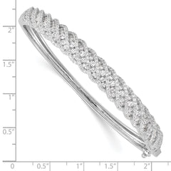 Sterling Shimmer Sterling Silver Rhodium-plated 349 Stone CZ Hinged Bangle Bracelet QB1074