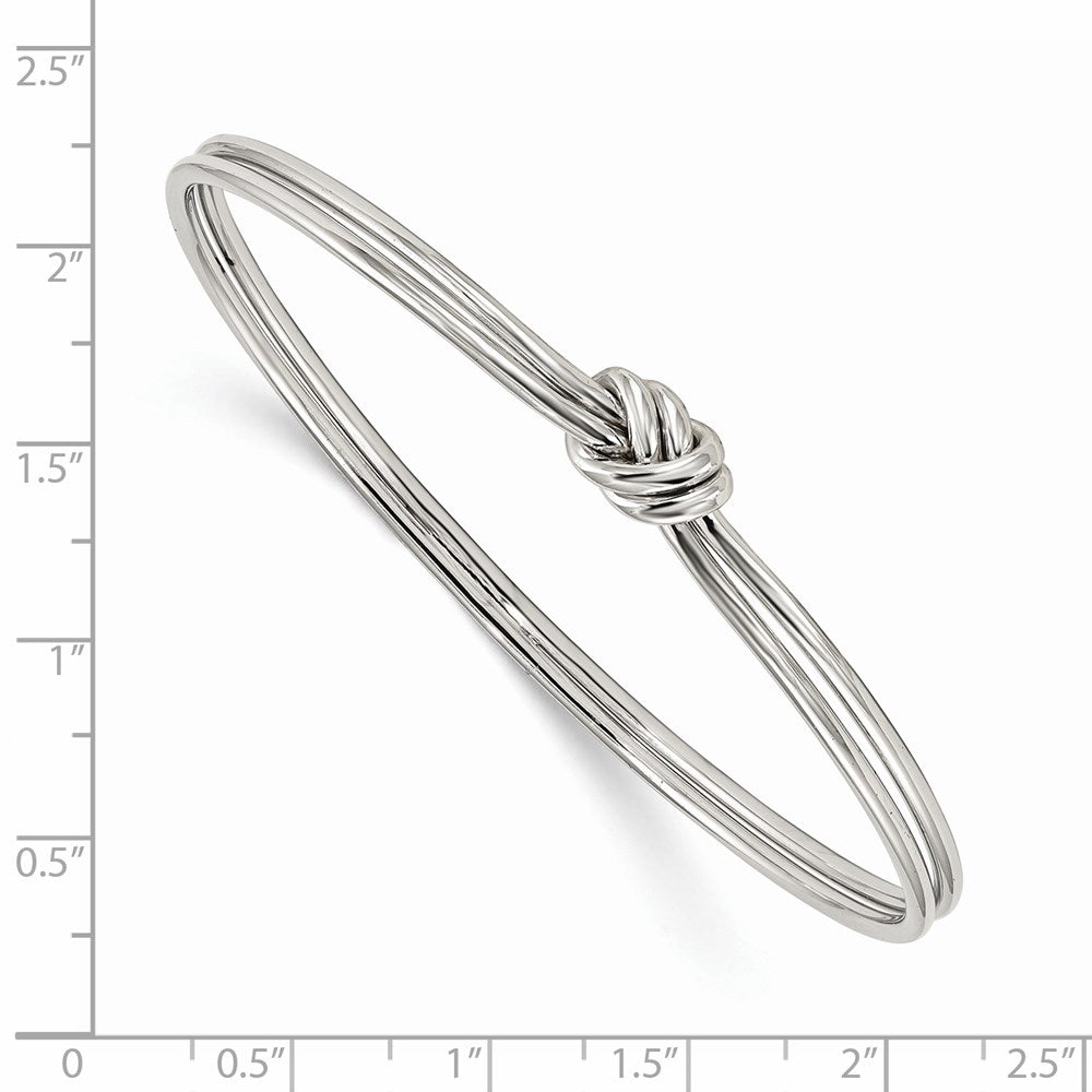 Sterling Silver Rhodium-plated Polished Knot Slip on Bangle QB1080