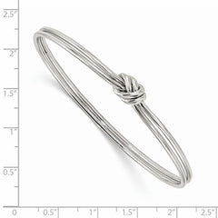 Sterling Silver Rhodium-plated Polished Knot Slip on Bangle QB1080