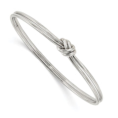 Sterling Silver Rhodium-plated Polished Knot Slip on Bangle QB1080