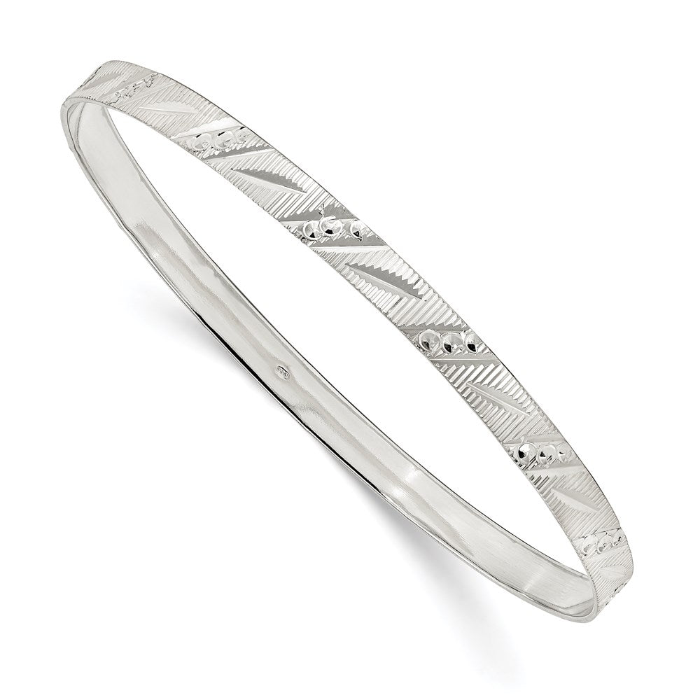 Sterling Silver 5mm Diamond Cut Slip-on Bangle QB1081