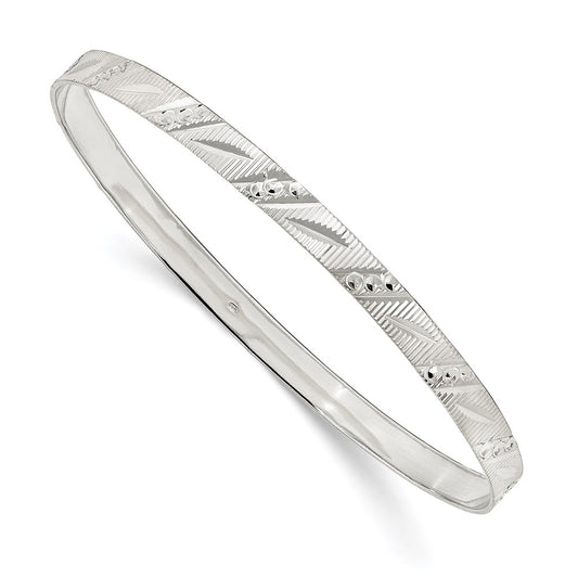 Sterling Silver 5mm Diamond Cut Slip-on Bangle QB1081