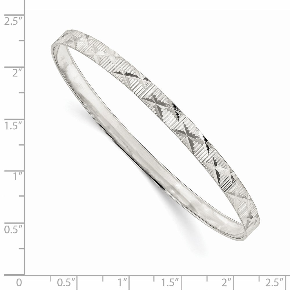 Sterling Silver 5mm Diamond Cut Slip-on Bangle QB1082