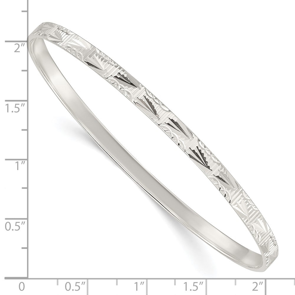 Sterling Silver Diamond Cut Slip-on Bangle QB1084