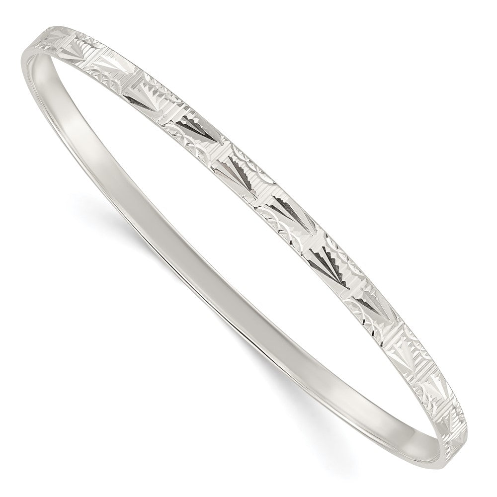 Sterling Silver Diamond Cut Slip-on Bangle QB1084