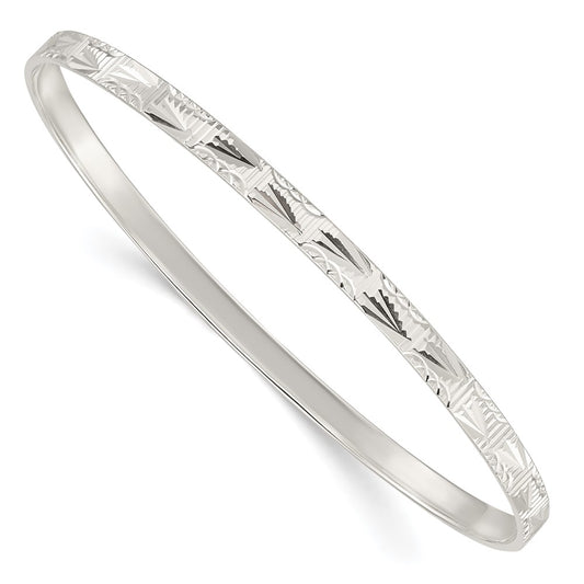 Sterling Silver Diamond Cut Slip-on Bangle QB1084