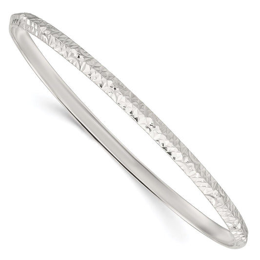 Sterling Silver Diamond Cut Slip-on Bangle QB1088